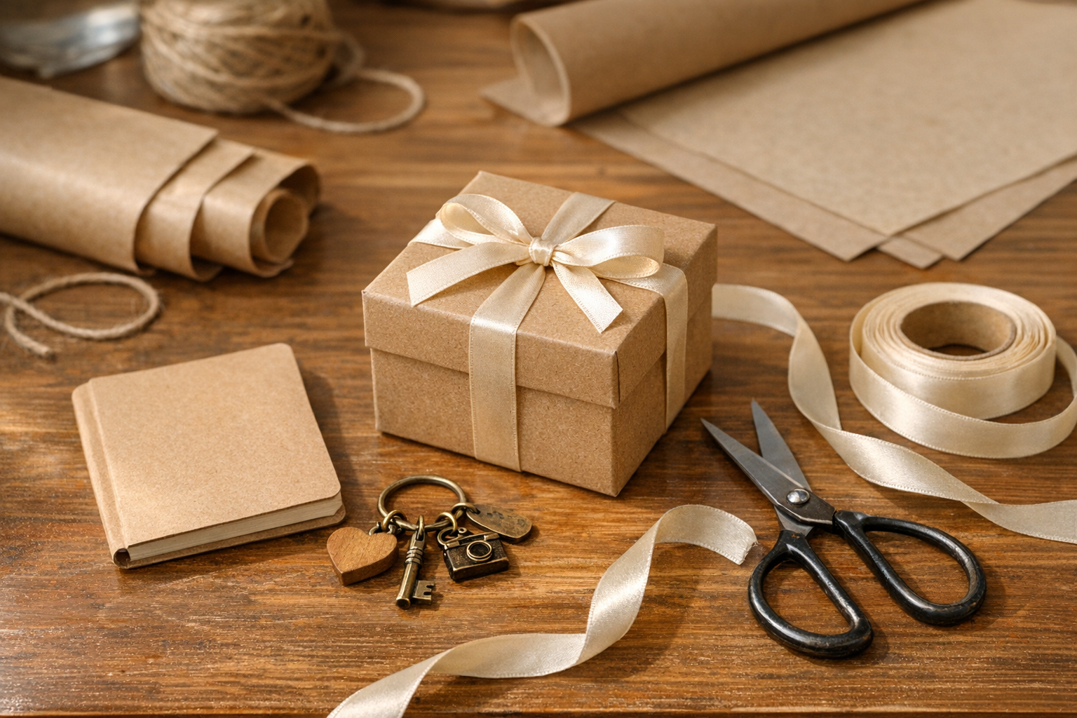 Pięknie zapakowany prezent w papierze ekologicznym